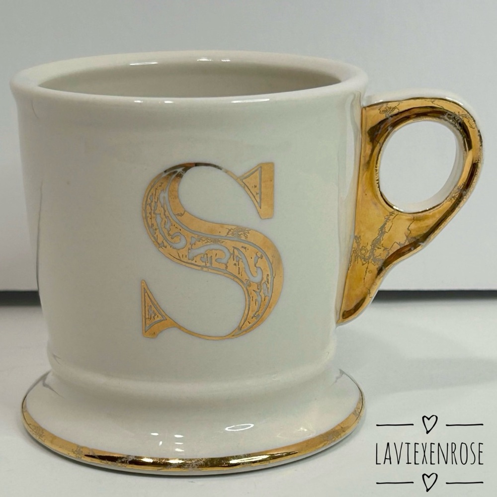 Anthropologie “S” Initial Golden Monogram Mug